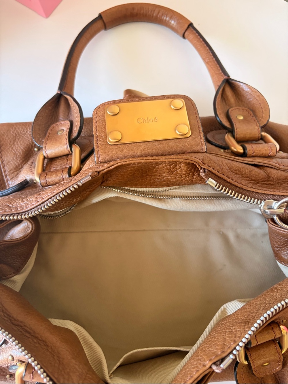 Chloe Paddington Brown Leather Satchel with Gold Padlock - Picture 5 of 11